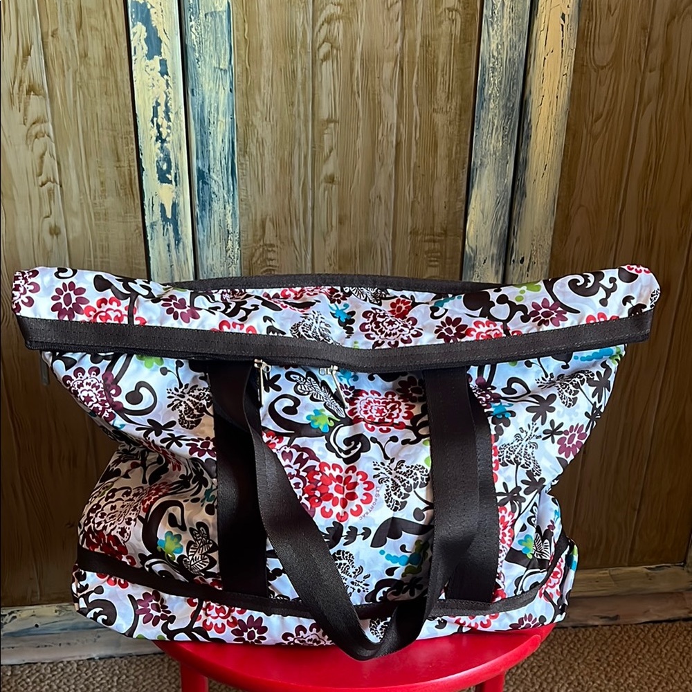 Floral Tote Bag with Black Straps